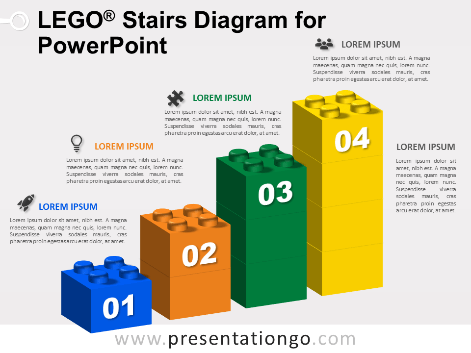Free Lego Stairs Diagram for PowerPoint