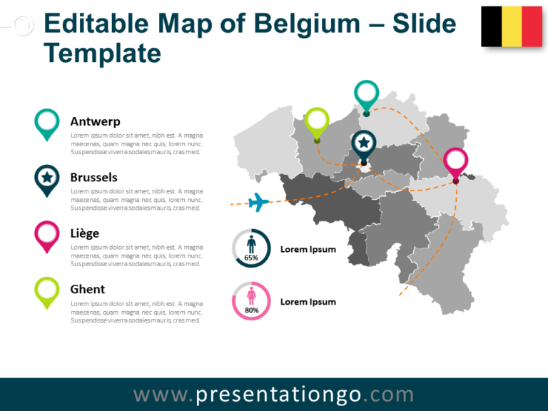 Free Map of Belgium Slide Template