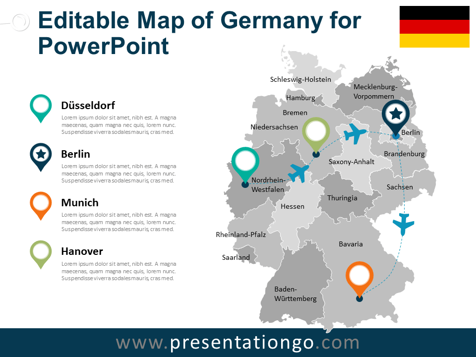 Free Map of Germany for PowerPoint