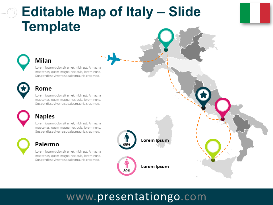 Free Map of Italy Slide Template