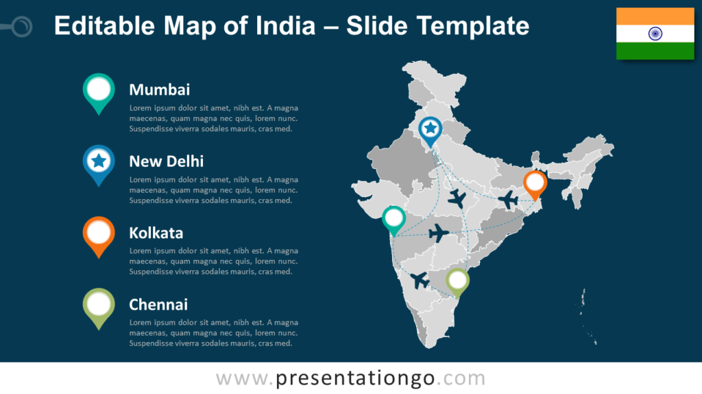 Map of India for PowerPoint and Google Slides