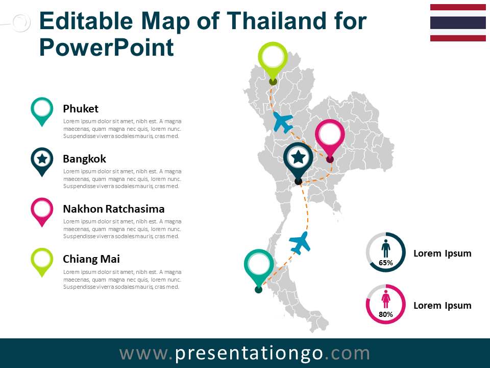 Free Map of Thailand for PowerPoint