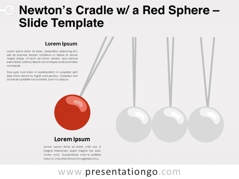 Free Newton's Cradle with a Red Sphere for PowerPoint