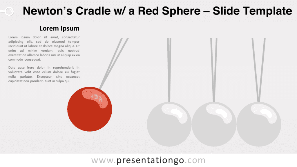 Free Newton's Cradle with a Red Sphere for PowerPoint and Google Slides