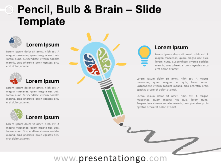 Free Pencil, Bulb and Brain Slide Template