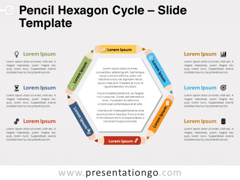 Free Pencil Hexagon Cycle for PowerPoint