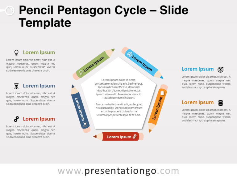 Free Pencil Pentagon Cycle for PowerPoint