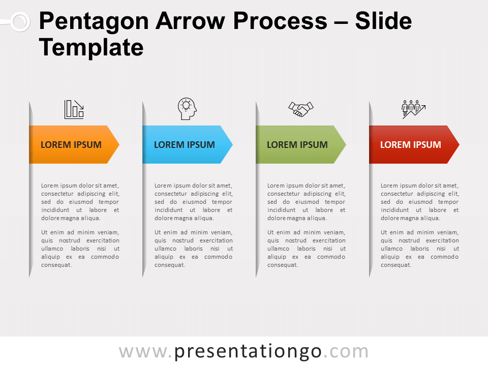 Free Pentagon Arrow Process for PowerPoint