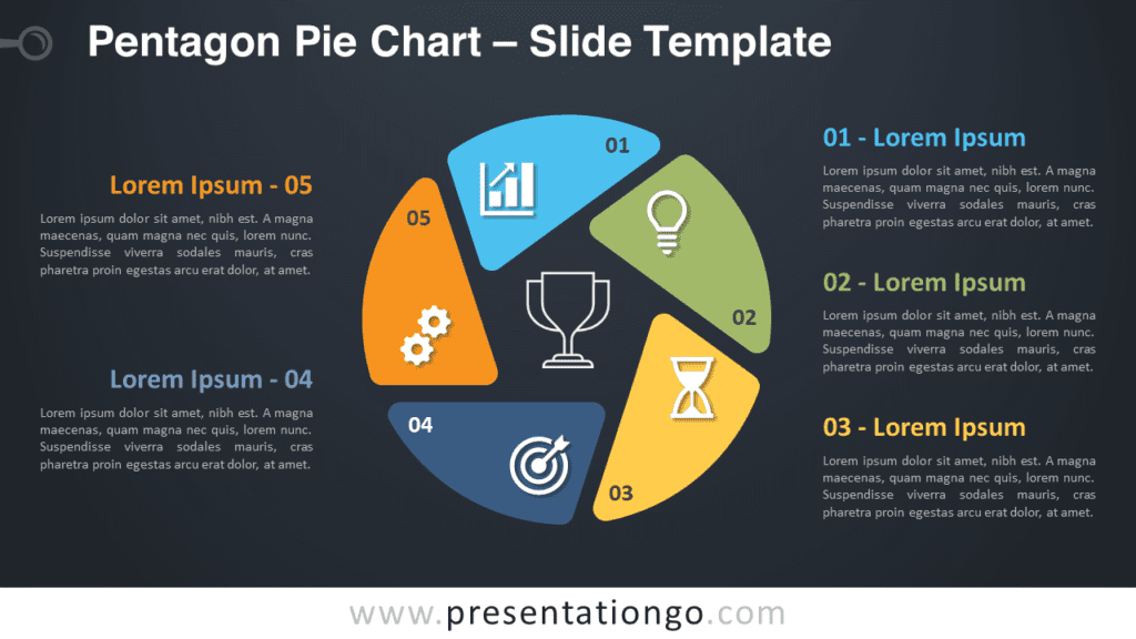 Free Pentagon Pie Chart Diagram for PowerPoint and Google Slides
