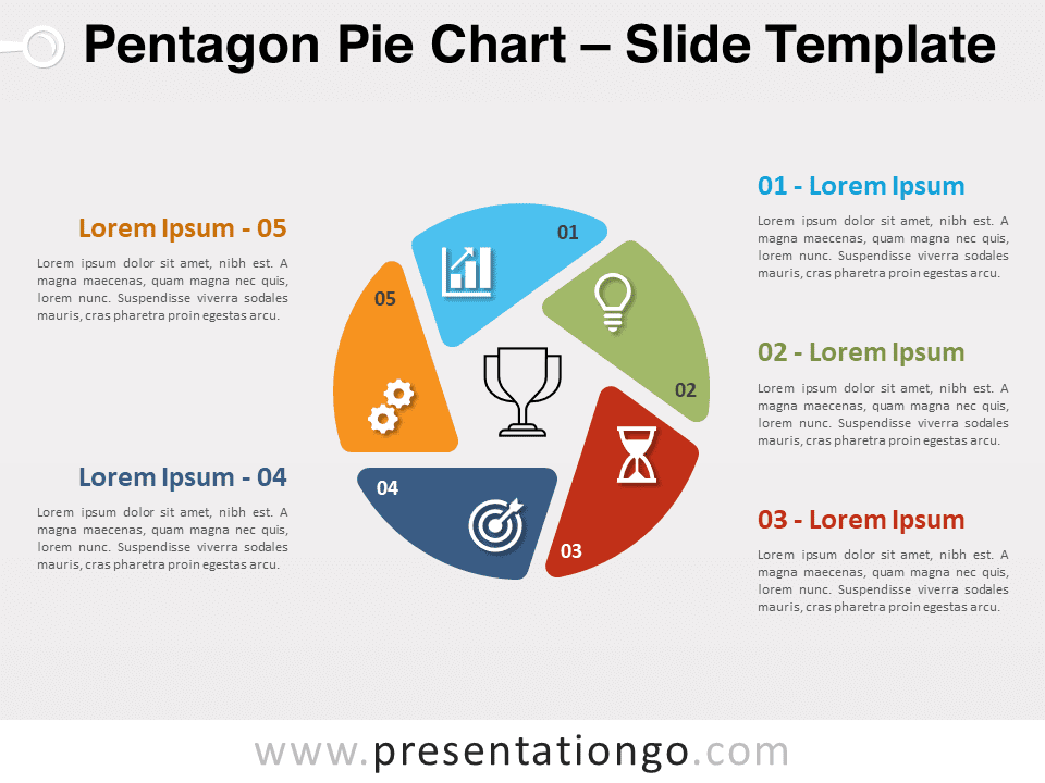 Free Pentagon Pie Chart for PowerPoint