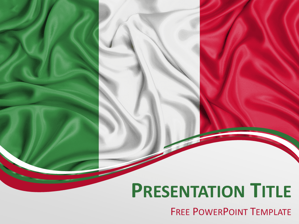 Free PowerPoint template with flag of Italy background
