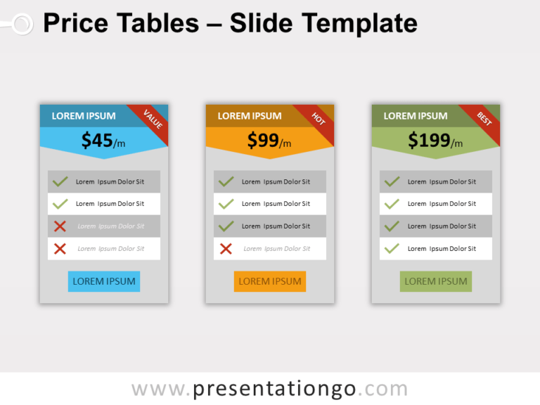 Free Price Tables for PowerPoint