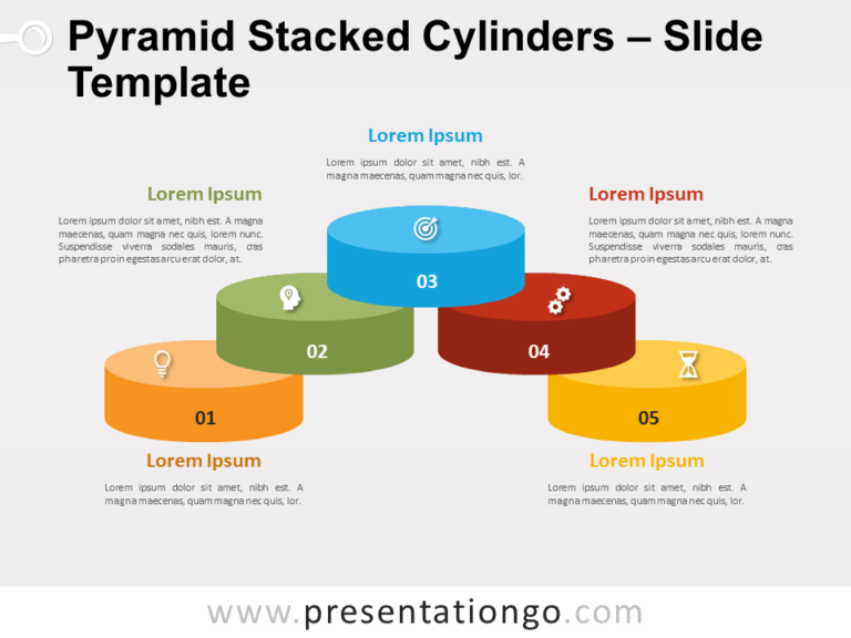 Free Pyramid Stacked Cylinders for PowerPoint