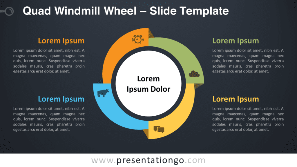 Free Quad Windmill Wheel Diagram for PowerPoint and Google Slides