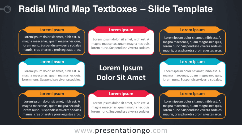 Free Radial Mind Map Textboxes Graphics for PowerPoint and Google Slides