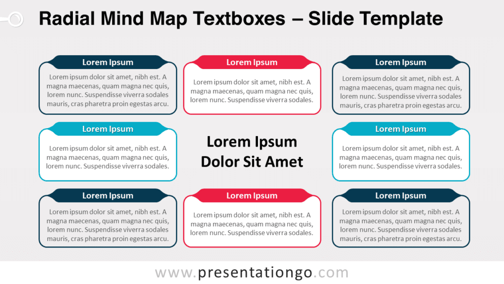 Free Radial Mind Map Textboxes for PowerPoint and Google Slides