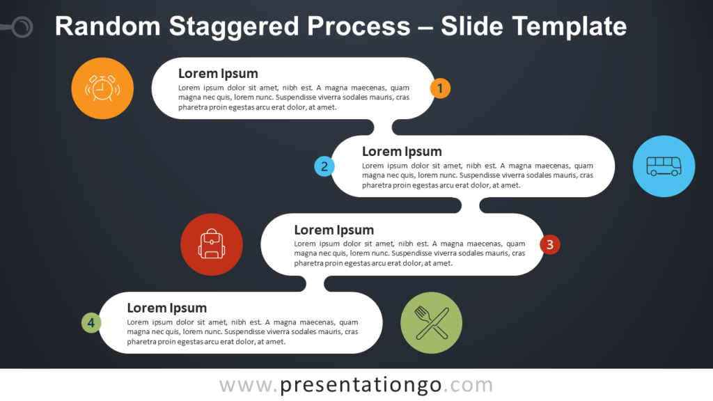 Free Random Staggered Process Infographic for PowerPoint and Google Slides