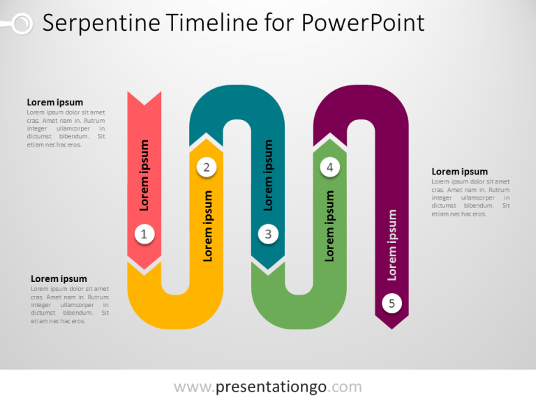Free PowerPoint serpentine timeline diagram