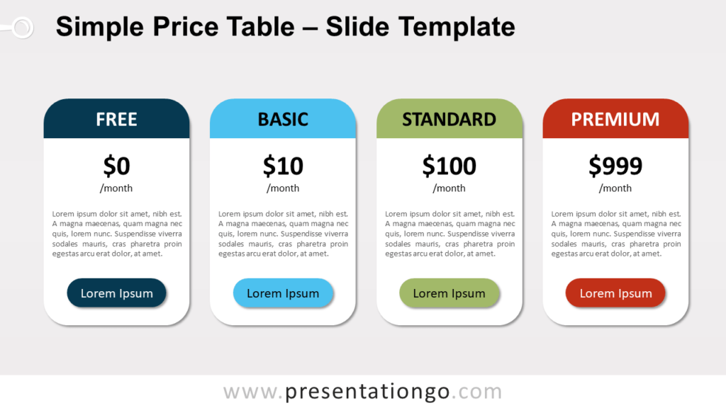 Free Simple Price Table for PowerPoint and Google Slides
