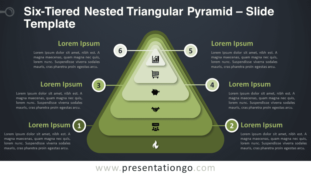 Free Six-Tiered Nested Triangular Pyramid Graphics for PowerPoint and Google Slides