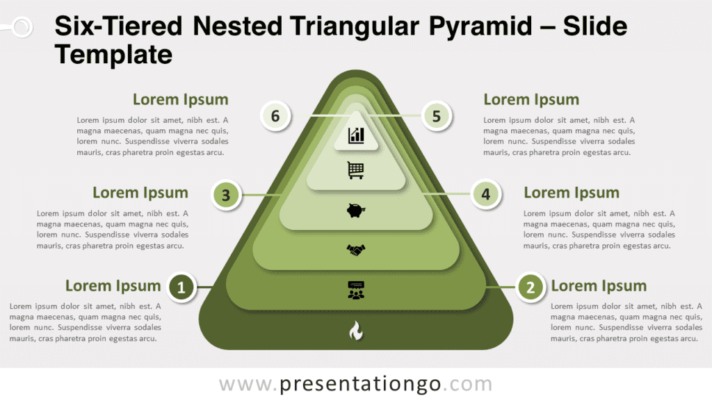 Free Six-Tiered Nested Triangular Pyramid for PowerPoint and Google Slides