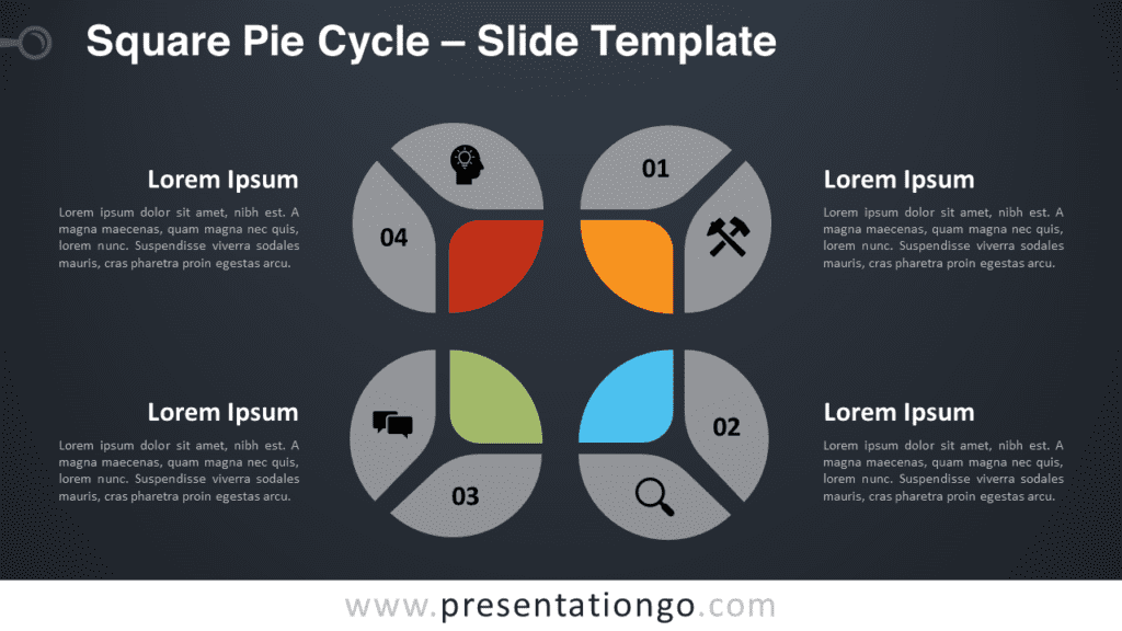 Free Square Pie Cycle Diagram for PowerPoint and Google Slides