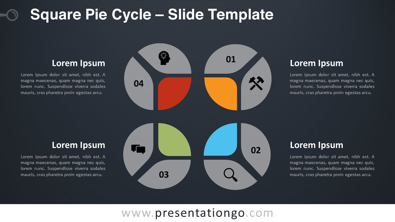 Free Square Pie Cycle Diagram for PowerPoint and Google Slides