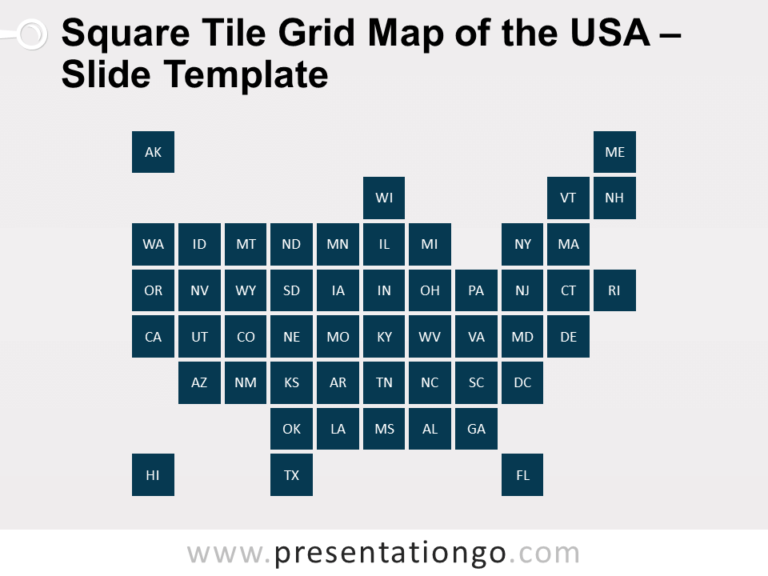 Free Square Tile Grid Map of the USA for PowerPoint