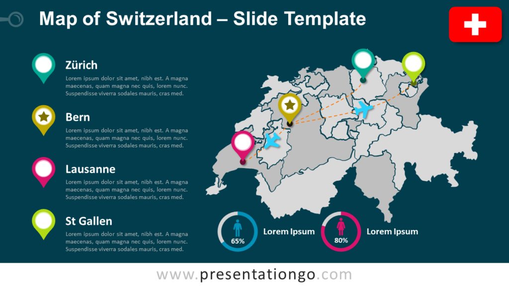 Free Map of Switzerland for PowerPoint and Google Slides