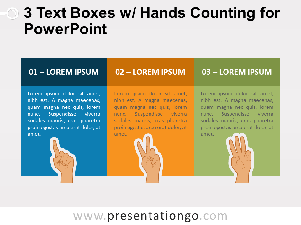 Free 3 Text Boxes with Hands Counting for PowerPoint