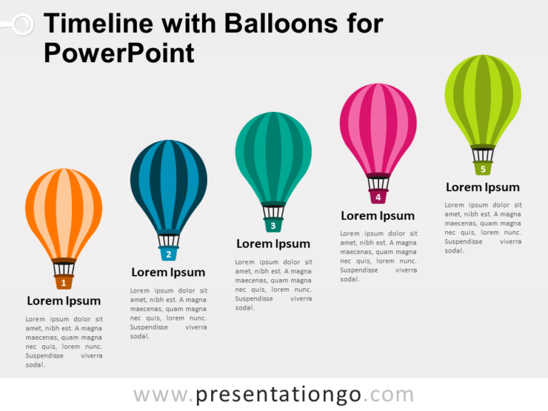 Free Timeline with Balloons for PowerPoint