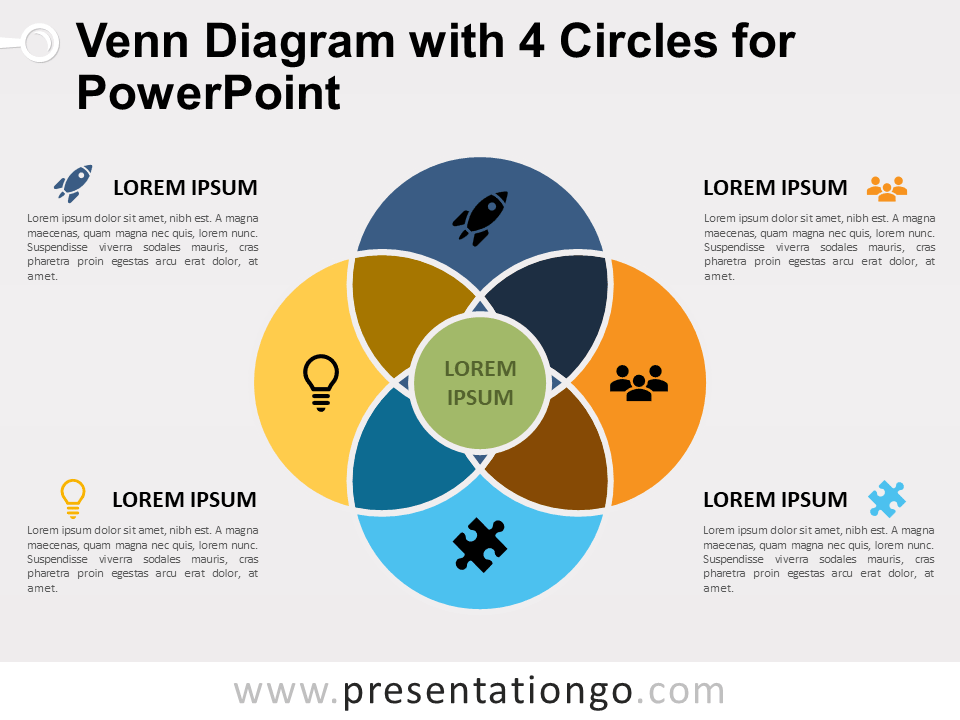 Free Venn Diagram with 4 Circles for PowerPoint