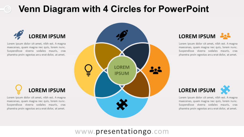 Venn Diagram for PowerPoint with 4 Circles