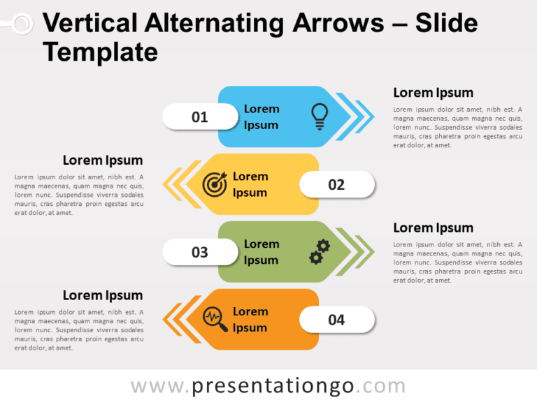 Free Vertical Alternating Arrows for PowerPoint