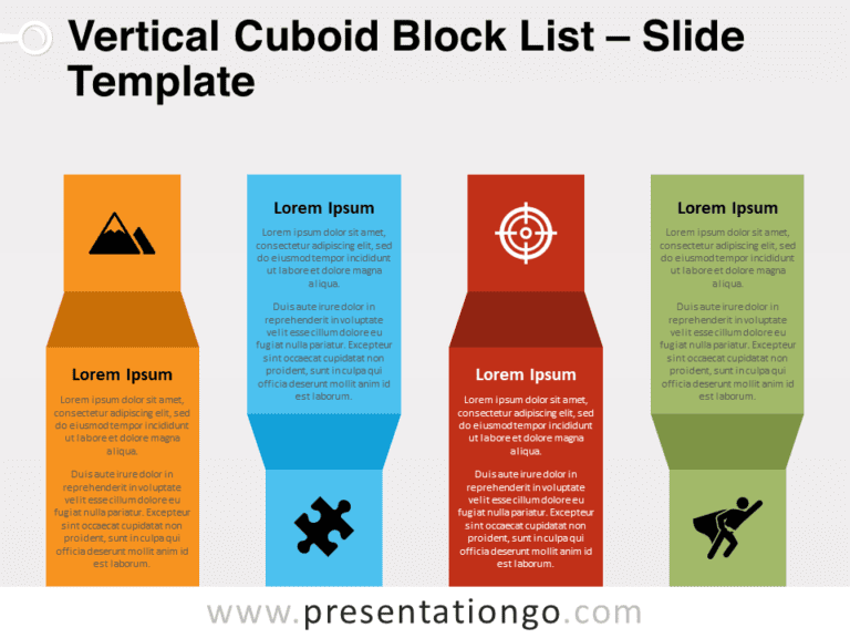 Free Vertical Cuboid Block List for PowerPoint