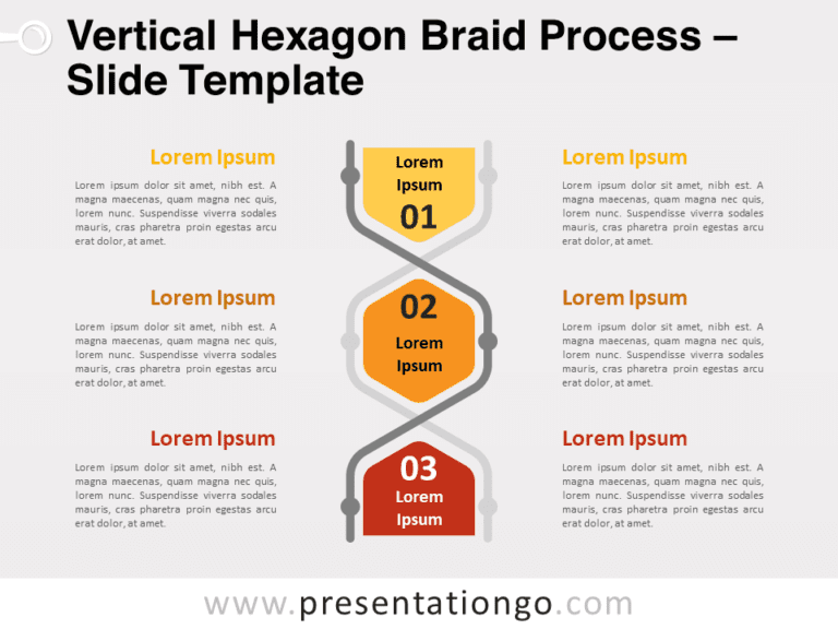 Free Vertical Hexagon Braid Process for PowerPoint